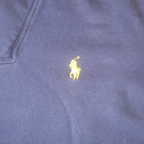 Polo Ralph Lauren Sweater Mens XL Navy Blue LS Shawl Collar Pullover FLAW - Picture 9 of 16